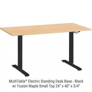 Electric Standing Desk Black Base Small Fusion Maple Top New