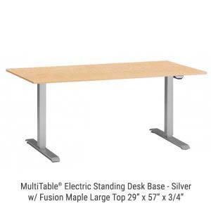 Electric Standing Desk Silver Base Large Fusion Maple Top New