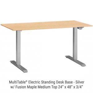 Electric Standing Desk Silver Base Medium Fusion Maple Top New