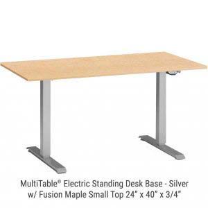 Electric Standing Desk Silver Base Small Fusion Maple Top New