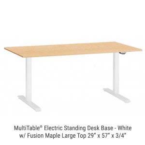 Electric Standing Desk White Base Large Fusion Maple Top New