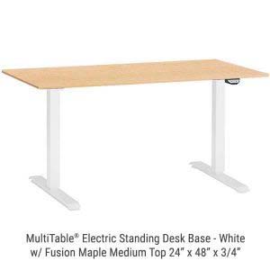 Electric Standing Desk White Base Medium Fusion Maple Top New