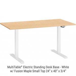 Electric Standing Desk White Base Small Fusion Maple Top New
