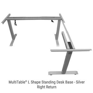 Electric L Shaped Standing Desk Base Return On Right Silver 1