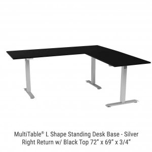 Electric L Shaped Standing Desk Base Silver Return On Right Black Top