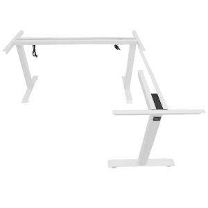 Electric L Shaped Standing Desk Frame Return On Right White