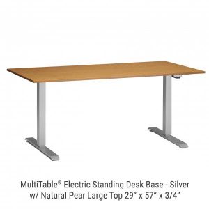 Electric Standing Desk Silver Base Large Natural Pear Top