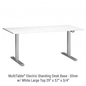 Electric Standing Desk Silver Base Large White Top