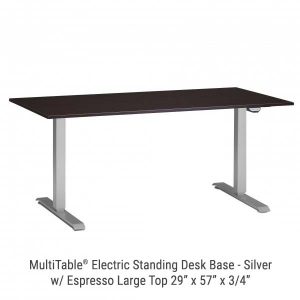 Electric Standing Desk Silver Base Largel Espresso Top