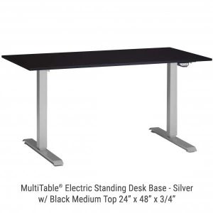 Electric Standing Desk Silver Base Medium Black Top