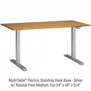 Electric Standing Desk Silver Base Medium Natural Pear Top