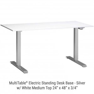 Electric Standing Desk Silver Base Medium White Top