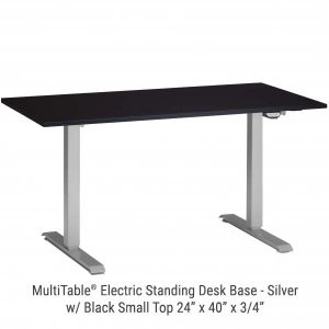 Electric Standing Desk Silver Base Small Black Top