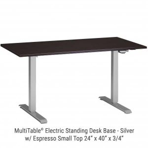 Electric Standing Desk Silver Base Small Espresso Top