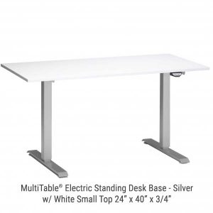 Electric Standing Desk Silver Base Small White Top