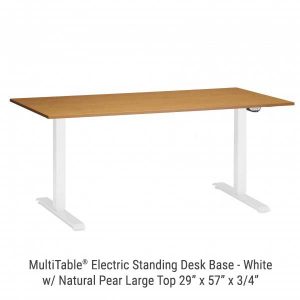 Electric Standing Desk White Base Large Natural Pear Top
