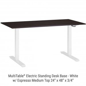 Electric Standing Desk White Base Medium Espresso Top