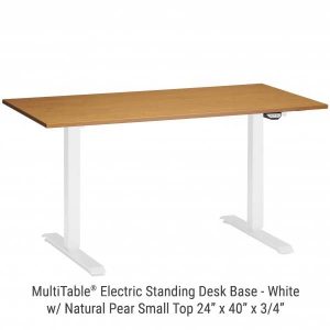 Electric Standing Desk White Base Small Natural Pear Top