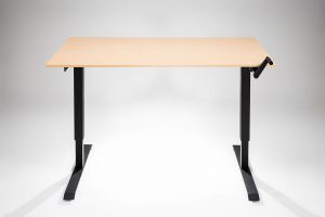 Hand Crank Standing Desk Black Frame Fusion Maple Desk Top