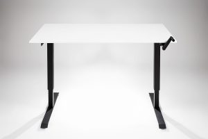 Hand Crank Standing Desk Black Frame White Desk Top