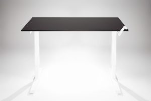 Hand Crank Standing Desk White Frame Black Desk Top