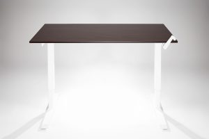 Hand Crank Standing Desk White Frame Espresso Desk Top