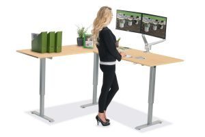 L Shaped Standing Desk Fusion Maple L 1 Multitable