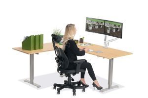 L Shaped Standing Desk Fusion Maple L 2 Multitable