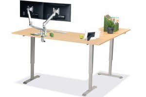 L Shaped Standing Desk Fusion Maple L 3 Multitable
