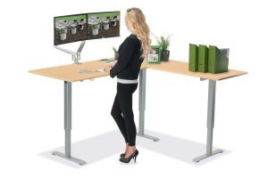 L Shaped Standing Desk Fusion Maple R 1 Multitable
