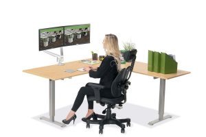 L Shaped Standing Desk Fusion Maple R 2 Multitable