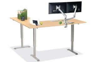 L Shaped Standing Desk Fusion Maple R 3 Multitable