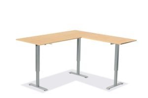 L Shaped Standing Desk Fusion Maple R 5 Multitable