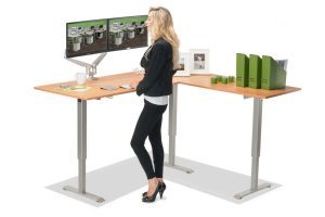 L Shaped Standing Desk Natural Pear R 1 Multitable