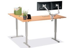 L Shaped Standing Desk Natural Pear R 3 Multitable