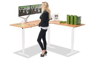 L Shaped Standing Desk Natural Pear R White MultiTable 1