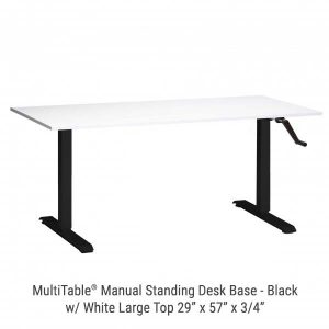 Manual Standing Desk Black Base Large White Top