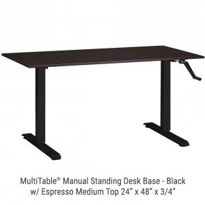 Manual Standing Desk Black Base Medium Espresso Top