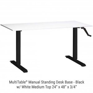 Manual Standing Desk Black Base Medium White Top