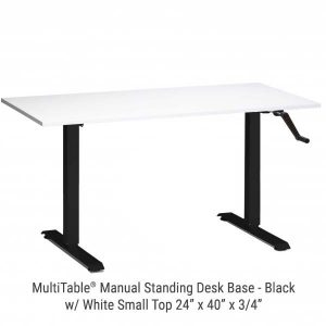 Manual Standing Desk Black Base Small White Top