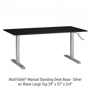 Manual Standing Desk Silver Base Large Black Top
