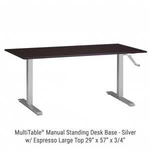 Manual Standing Desk Silver Base Large Espresso Top