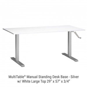 Manual Standing Desk Silver Base Large White Top