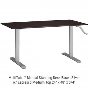 Manual Standing Desk Silver Base Medium Espresso Top