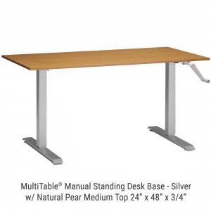 Manual Standing Desk Silver Base Medium Natural Pear Top