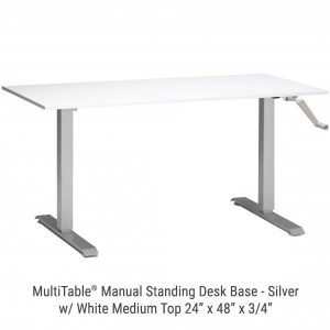 Manual Standing Desk Silver Base Medium White Top