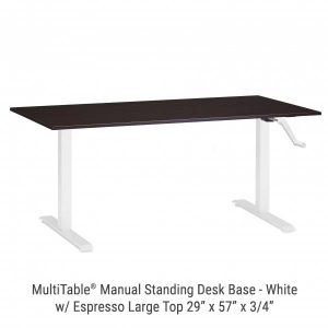 Manual Standing Desk White Base Large Espresso Top