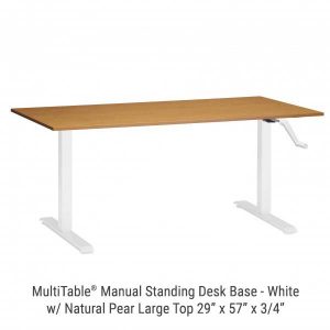 Manual Standing Desk White Base Large Natural Pear Top