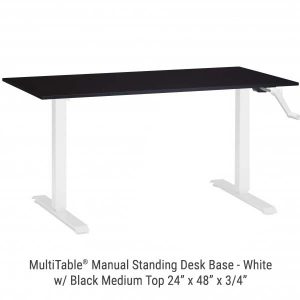 Manual Standing Desk White Base Medium Black Top