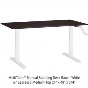Manual Standing Desk White Base Medium Espresso Top